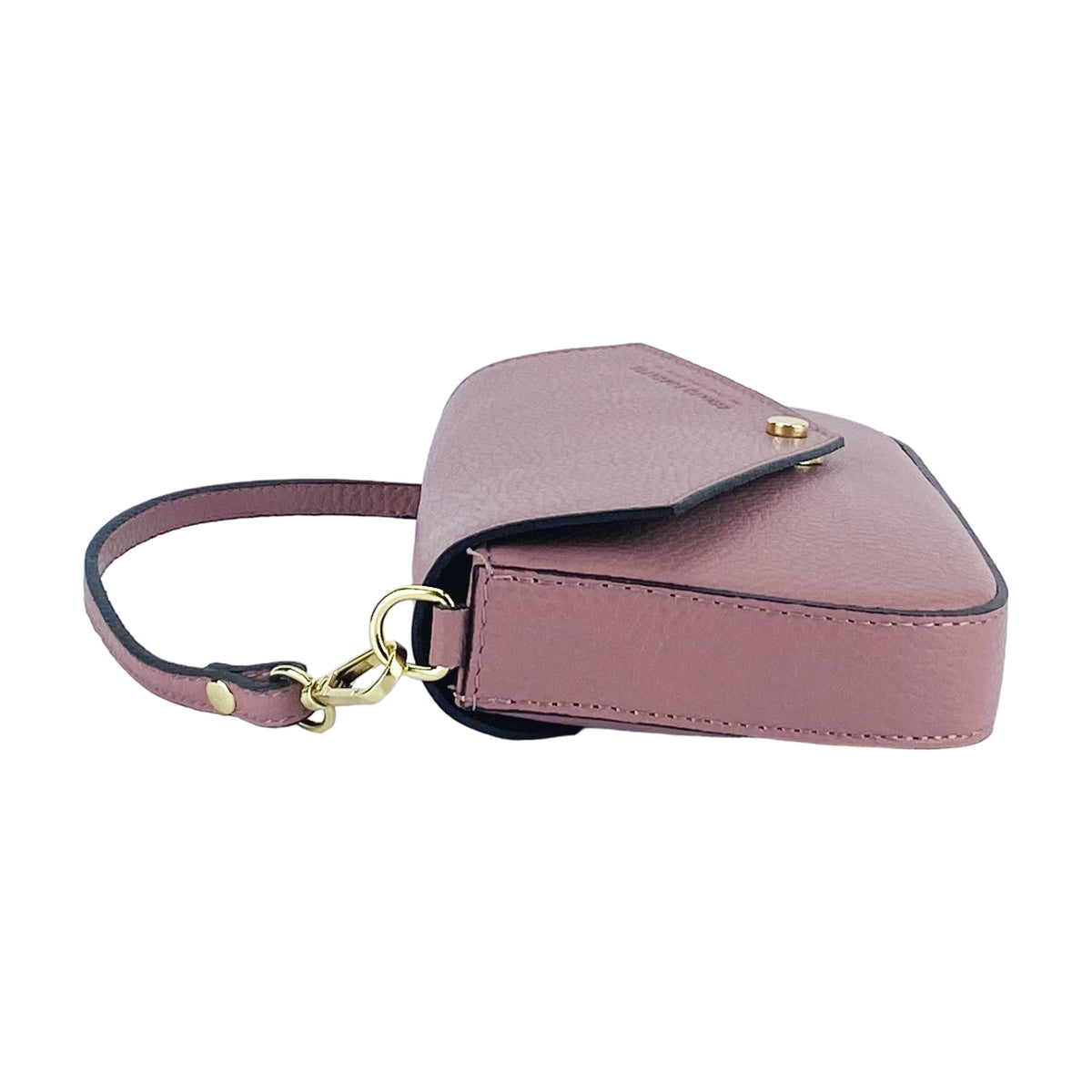 RB1023AZ | Small Shoulder Bag with Removable Chain Strap in Genuine Leather Made in Italy. Flap Closure. Shiny Gold metal hardware - Antique Pink color - Dimensions: 22 x 12 x 3 cm.