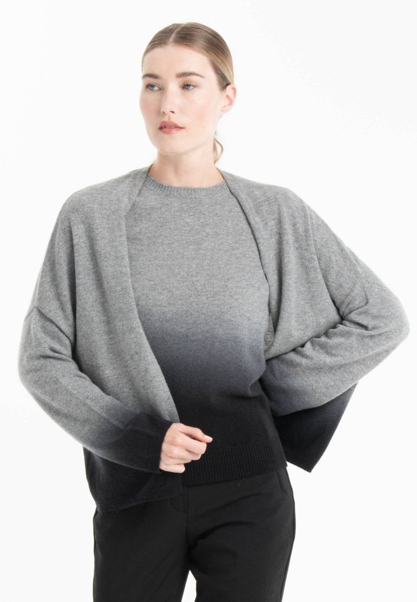Veste femme en cachemire tie & dye gris souris & noir - NAMI 12