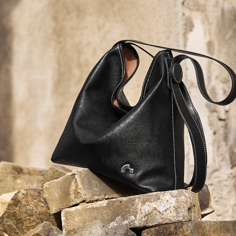 Vintage Leather Slouchy Tote Bag