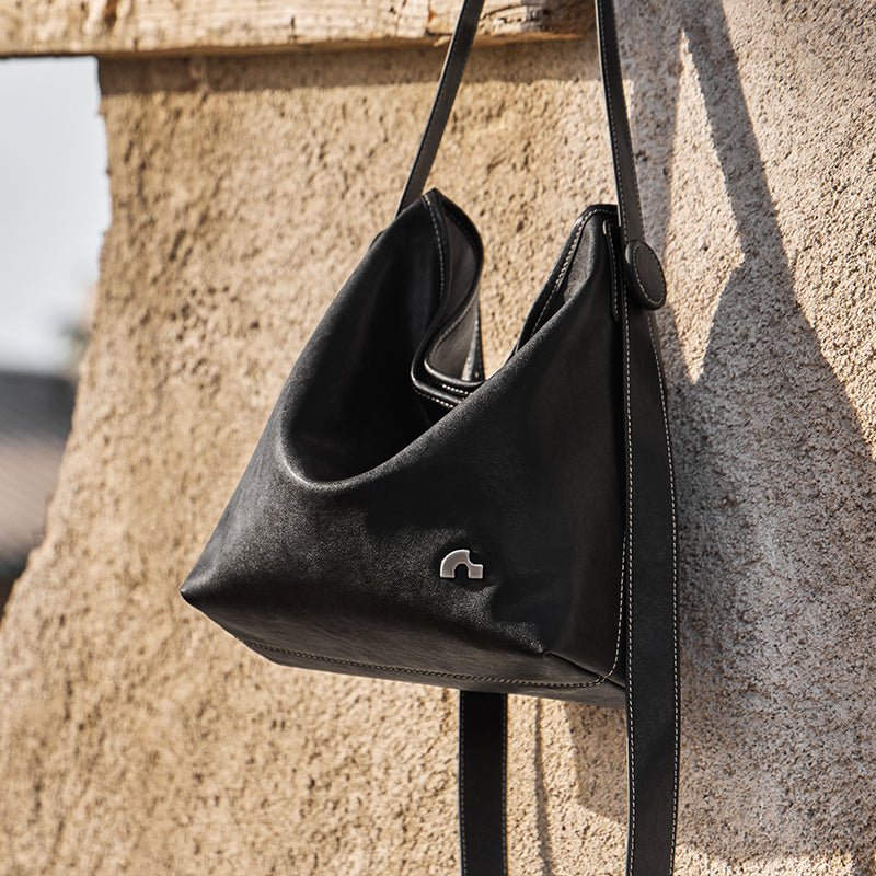 Vintage Leather Slouchy Tote Bag